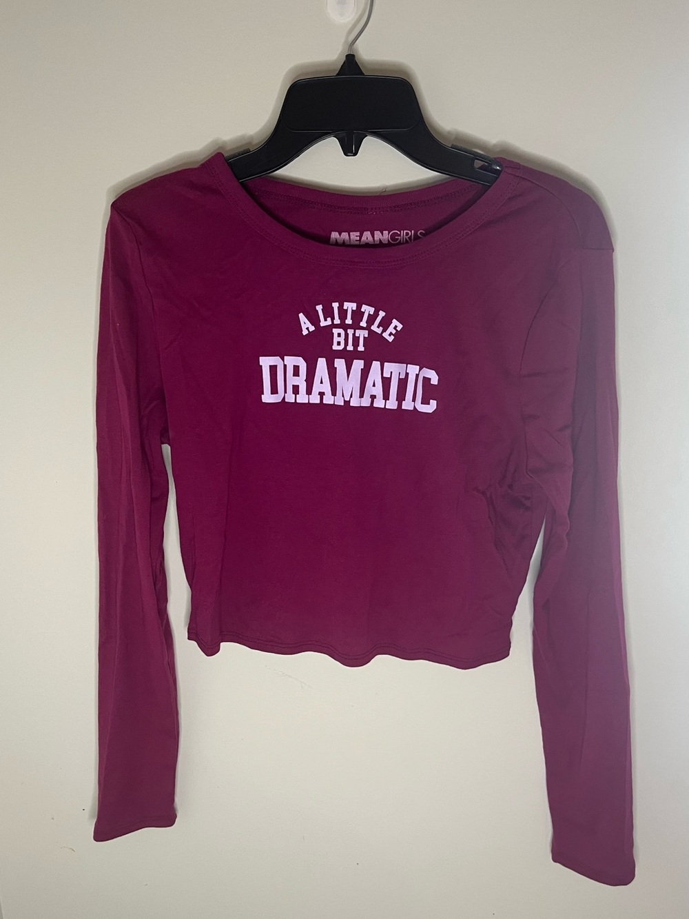 'A Little Bit Dramatic' Long Sleeve Crop Top - Burgundy